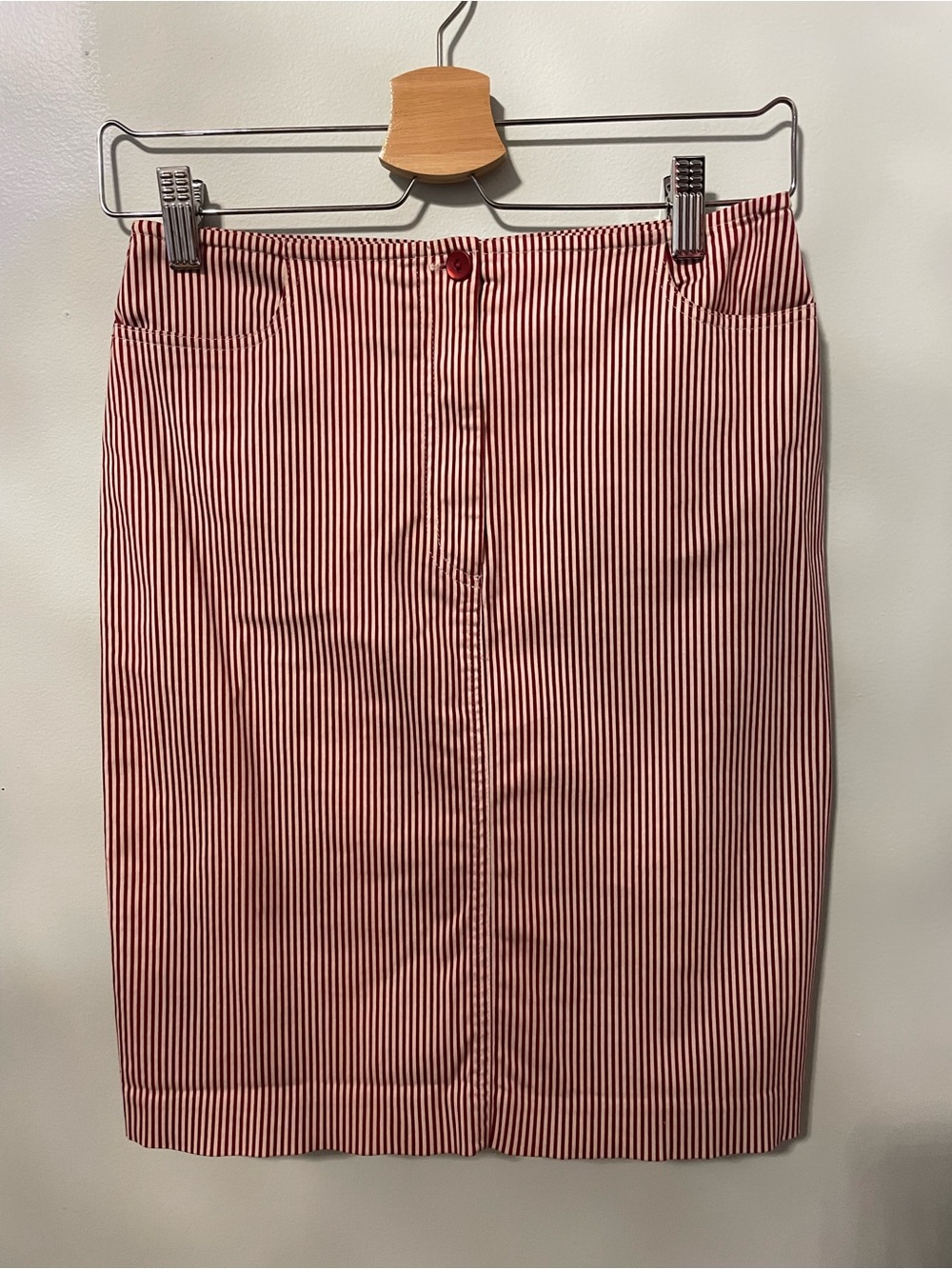 Red Striped Pencil Skirt